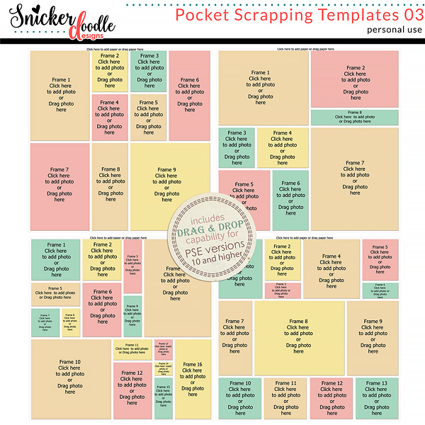 Snickerdoodle Digital Pocket Scrapping Drag and Drop Templates