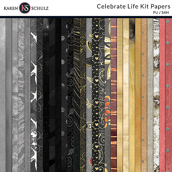 Celebrate Life Digital Scrapbooking Kit Papers by Karen Schulz