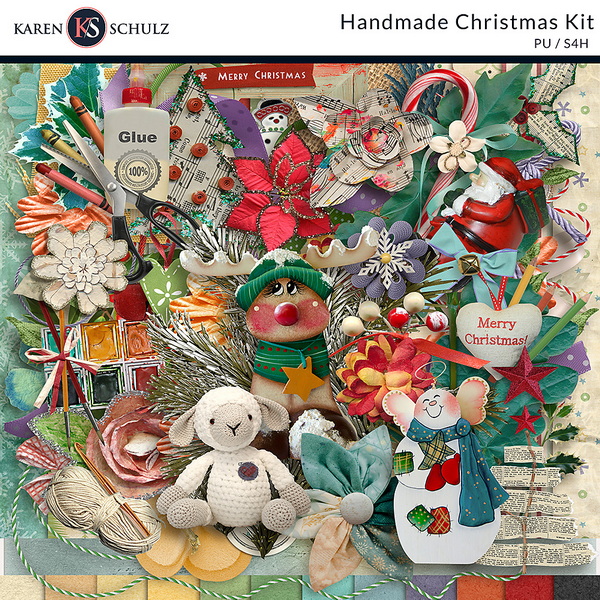 Handmade Christmas Digital Scrapbook Kit by Karen Schulz Designs