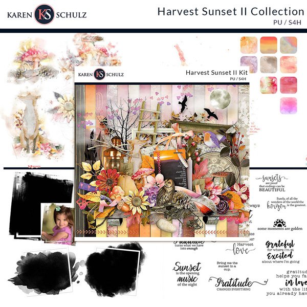 Harvest Sunset Digital Scrapbook Collection Preview by Karen Schulz Designs