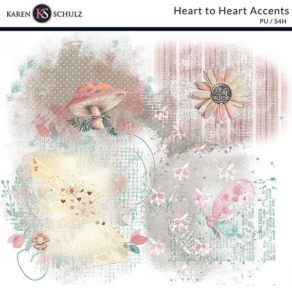 Heart to Heart Accents Digital Scrapbook Kit by Karen Schulz Designs