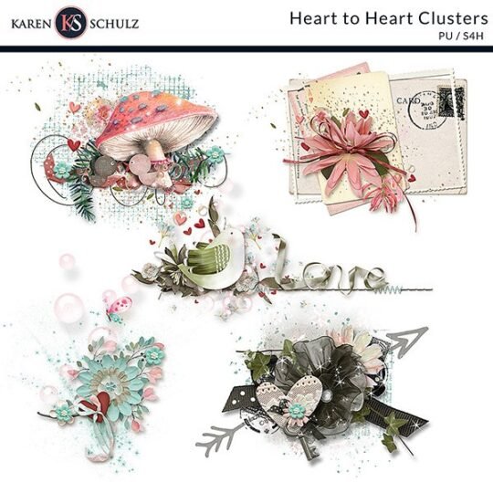 Heart to Heart Accents Digital Scrapbook Clusters by Karen Schulz Designs