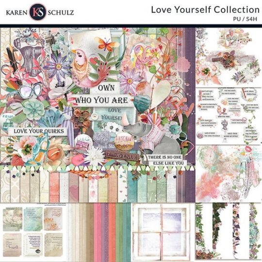 Love Yourself Digital Scrapbook Collection Preview by Karen Schulz Designs
