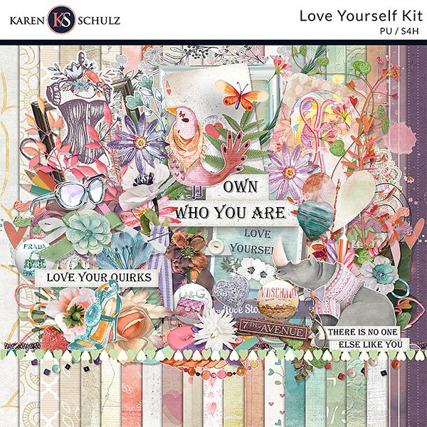 Love Yourself Digital Scrapbook Kit Preview by Karen Schulz Designs