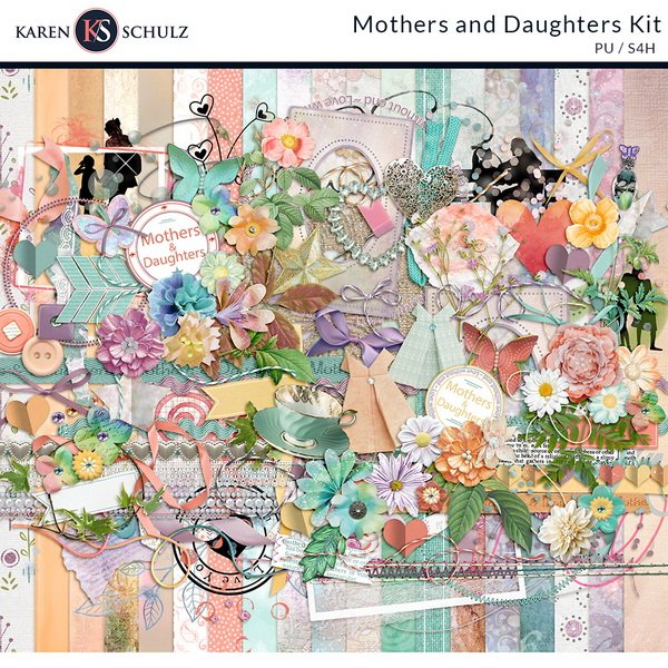 mothers and daughters digital scrapbook kit karen schulz designs