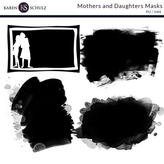 Mothers and daughters digital scrapbook masks Karen Schulz