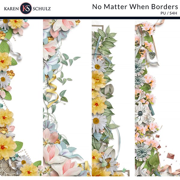 No Matter When Digital Scrapbook Borders Preview by Karen Schulz Designs