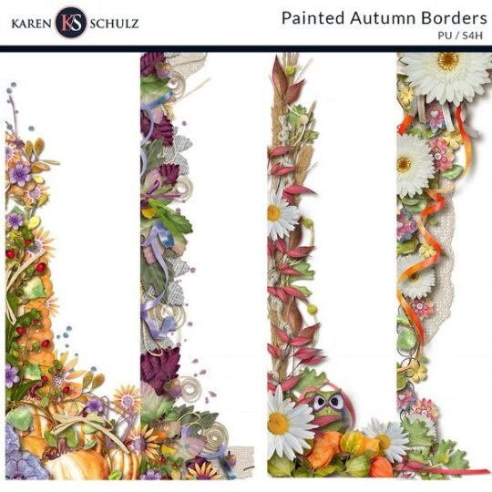 Painted Autumn Digital Scrapbook Kit Border Preview by Karen Schulz Designs