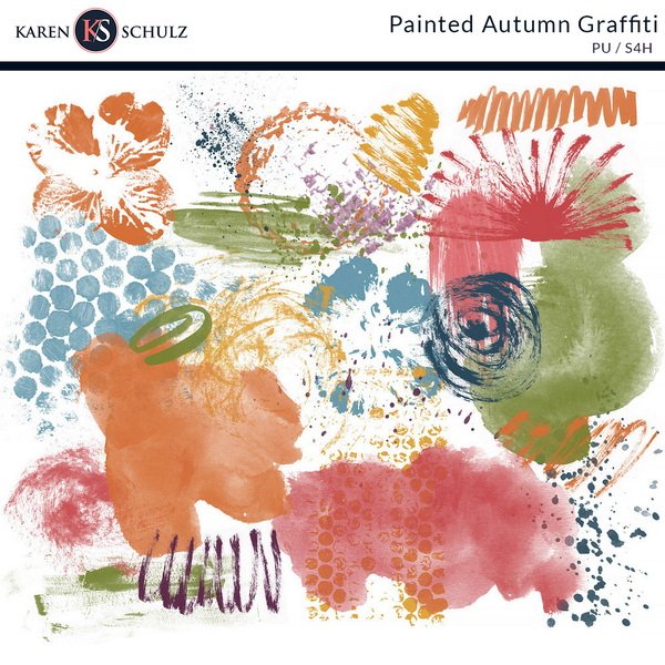 Painted Autumn Graffiti Digital Scrapbook Pack by Karen Schulz