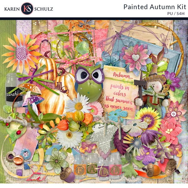 Painted Autumn Digital Scrapbook Kit Preview by Karen Schulz Designs