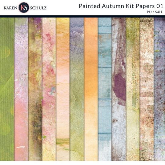 Painted Autumn Digital Scrapbook Kit Paper Preview 01 by Karen Schulz Designs
