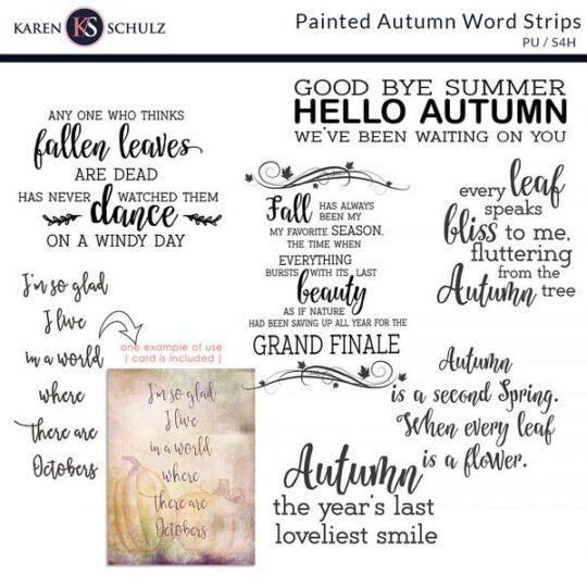 Painted Autumn Digital Scrapbook Kit Word Art Preview by Karen Schulz Designs