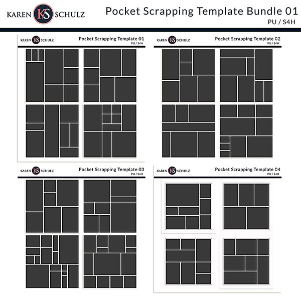 Pocket Scrapping Template Bundle 01 Digital Scrapbooking Karen Schulz Designs