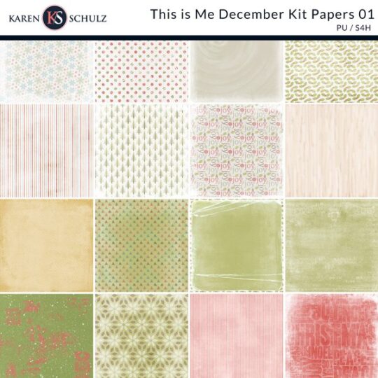 This is Me December Digital Scrapbook Kit Paper Detail Preview 1 by Karen Schulz