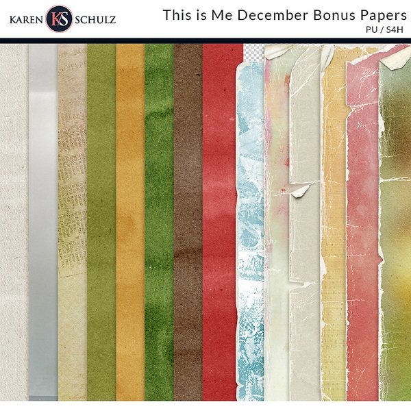 This is Me December Bonus Papers Preview digital Scrapbooking by Karen Schulz