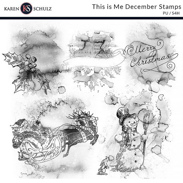 This is me December Stamps Digital Scrapbooking Preview by karen Schulz