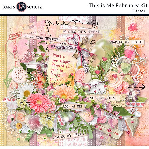 This is Me February Digital Scrapbook Kit by Karen Schulz Designs