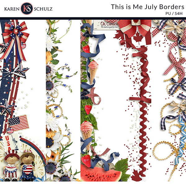 This is Me July Digital Scrapbook Borders Preview by Karen Schulz Designs
