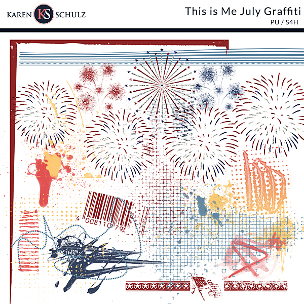 This is Me July Digital Scrapbook Graffiti Preview by Karen Schulz Designs