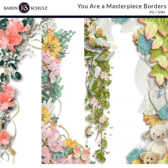 You are a masterpiece digital scrapbook Borders Preview by Karen Schulz Designs