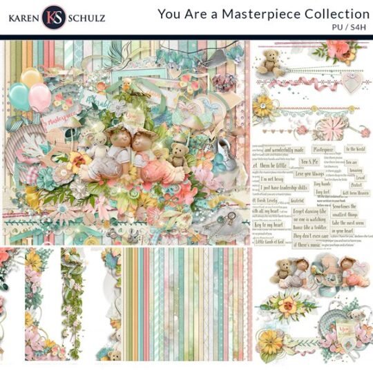 You are a masterpiece digital scrapbook Collection Preview by Karen Schulz Designs