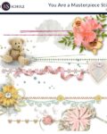 You are a masterpiece digital scrapbook Kit Stitches Preview by Karen Schulz Designs