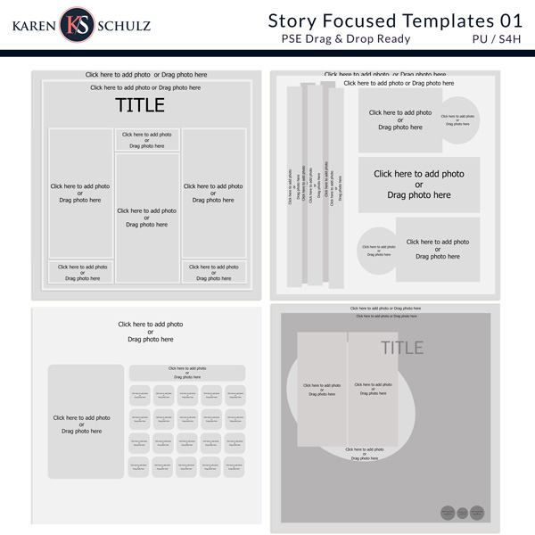 Story Focused Digital Scrapbook Page Templates