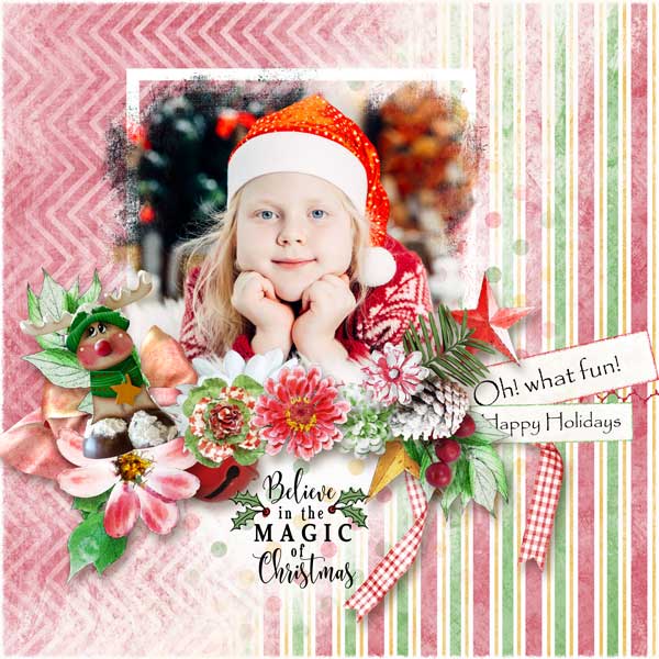 Touch of Christmas Digital Scrapbook Kit Layout