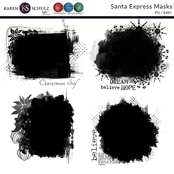 Santa Express Digital Scrapbook Masks Preview by Karen Schulz Designs