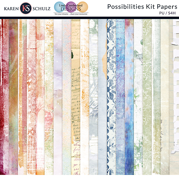 Possibilities Digital Scrapbook Kit Papers Preview by Karen Schulz