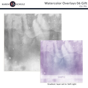 Watercolor Overlays 06 Gift Digital Scrapbook Preview by Karen Schulz Designs