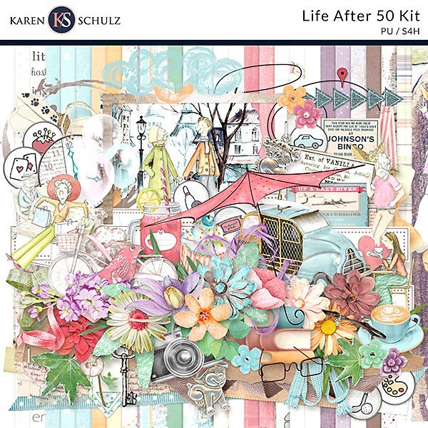 Life After 50 Digital Scrapbook Kit Preview by Karen Schulz Designs
