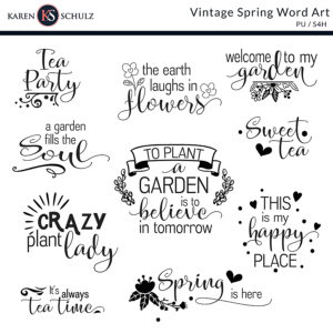 Vintage Spring Digital Scrapbook Word Art Preview by Karen Schulz Designs