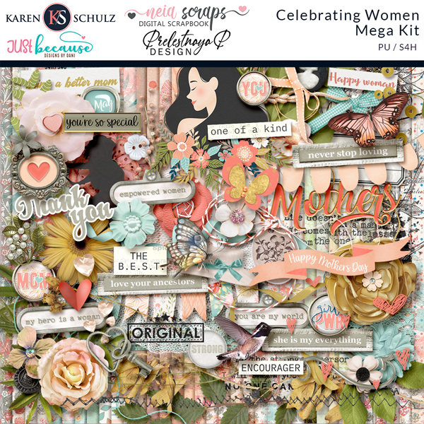 Celebrating Women Digital Scrapbook Mega Kit Preview by Karen Schulz Designs
