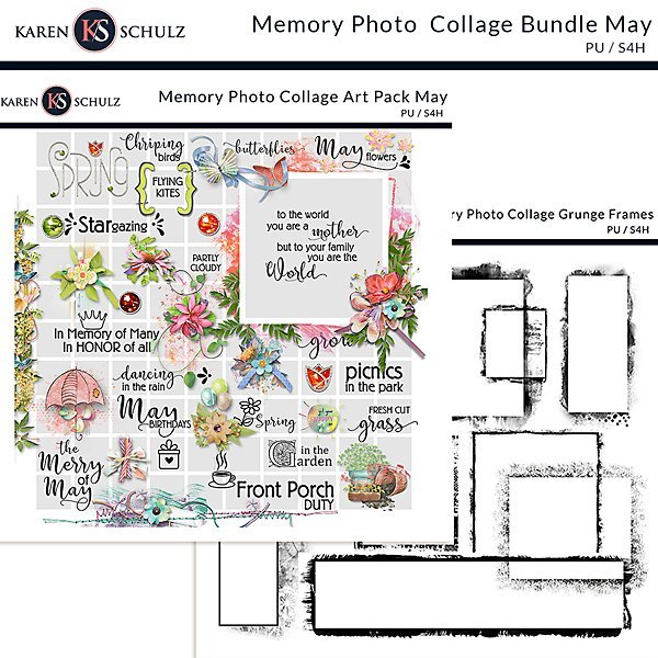 Digital Scrapbook Memory Photo Collage Art Packs for May