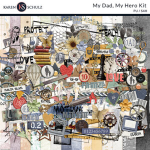 My Dad, My Hero Digital Scrapbook Kit by Karen Schulz Designs Layout 01