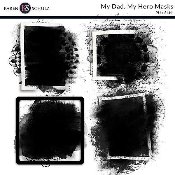 My Dad, My Hero Digital Scrapbook Masks Preview by Karen Schulz Designs