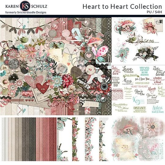 Heart to Heart Digital Scrapbook Collection Preview by Karen Schulz Designs