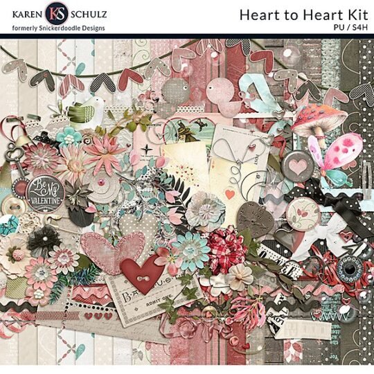 Heart to Heart Digital Scrapbook Kit Preview by Karen Schulz Designs