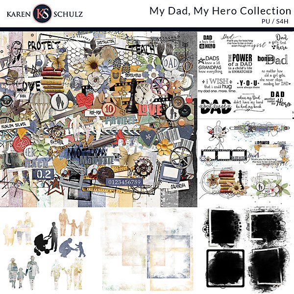 My Dad My Hero Digital Scrapbook Kit by Karen Schulz Designs