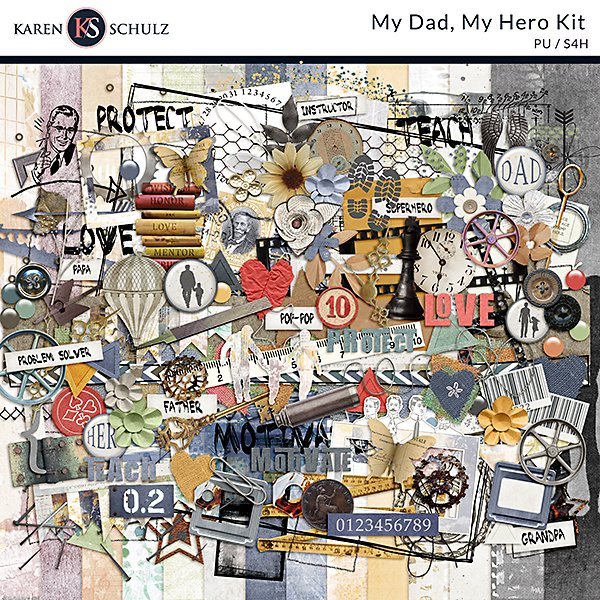 My Dad My Hero Digital Scrapbook Kit by Karen Schulz Designs