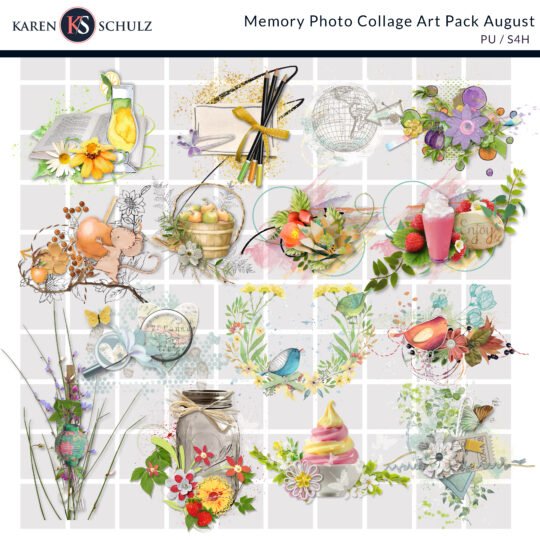 Memory Photo Collage Digital Scrapbook Art Pack Preview Detail 02 by Karen Schulz Designs