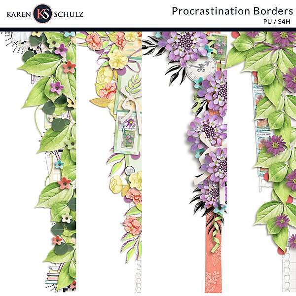 Procrastination Digital Scrapbook Borders Preview by Karen Schulz Designs