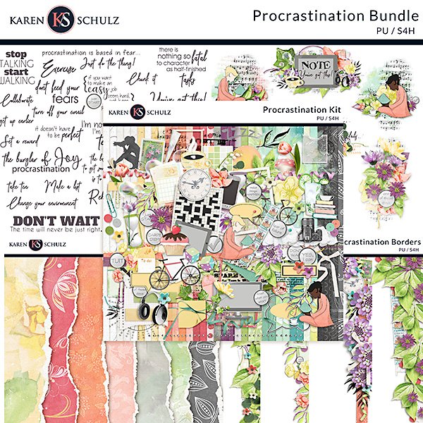 Procrastination Digital Scrapbook Collection Preview by Karen Schulz Designs