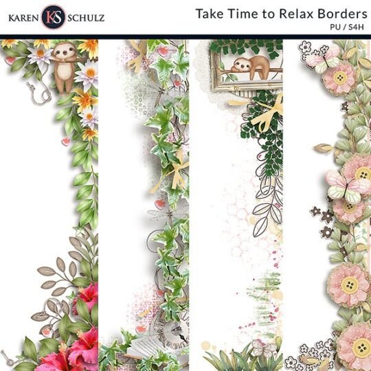 Take Time to Relax Digital Scrapbook Borders Preview by Karen Schulz Designs