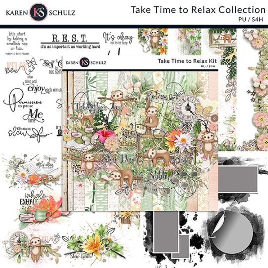Take Time to Relax Digital Scrapbook Collection Preview by Karen Schulz Designs