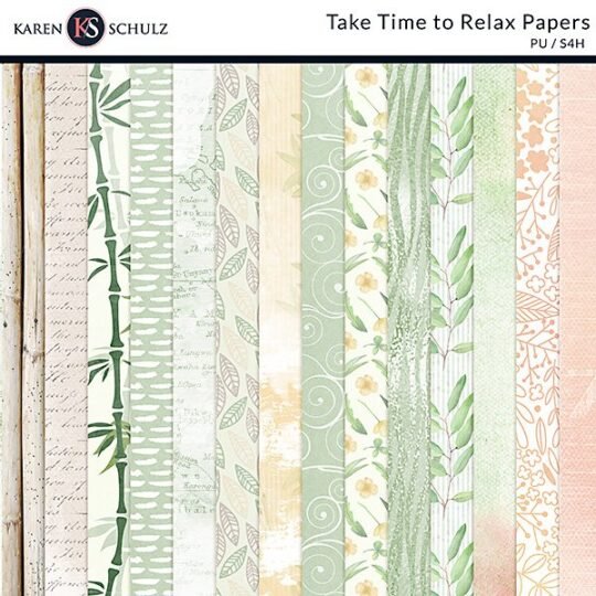 Take Time to Relax Digital Scrapbook Kit Paper Preview 01 by Karen Schulz Designs