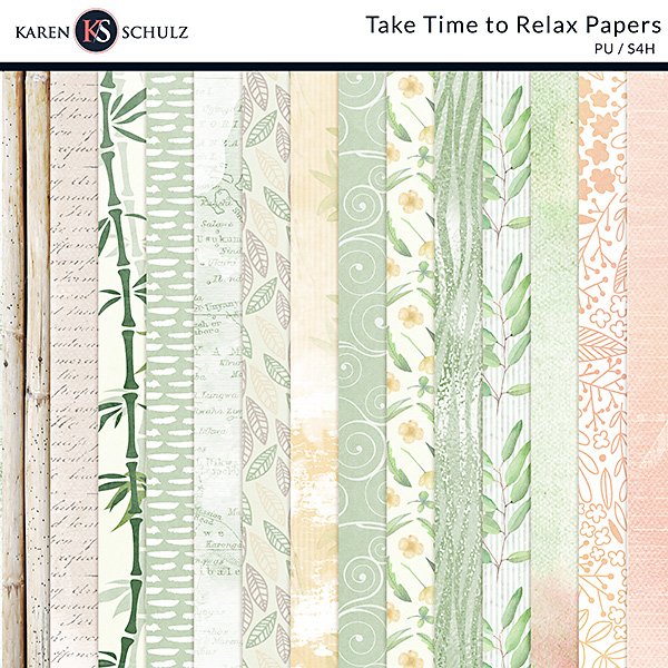 Take Time to Relax Digital Scrapbook Kit Paper Preview 01 by Karen Schulz Designs