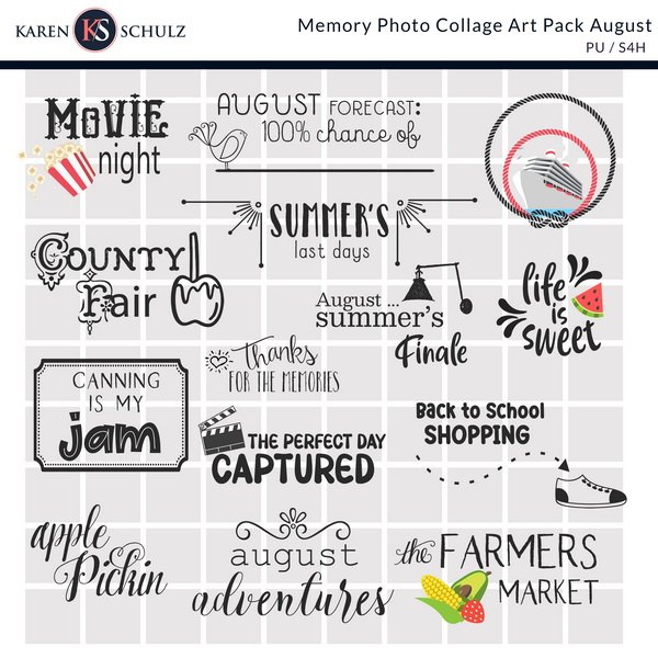 Memory Photo Collage Digital Scrapbook Art Pack Preview Detail 01 by Karen Schulz Designs