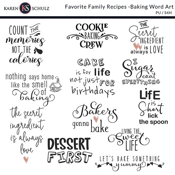 Favorite Family Recipes Word Art